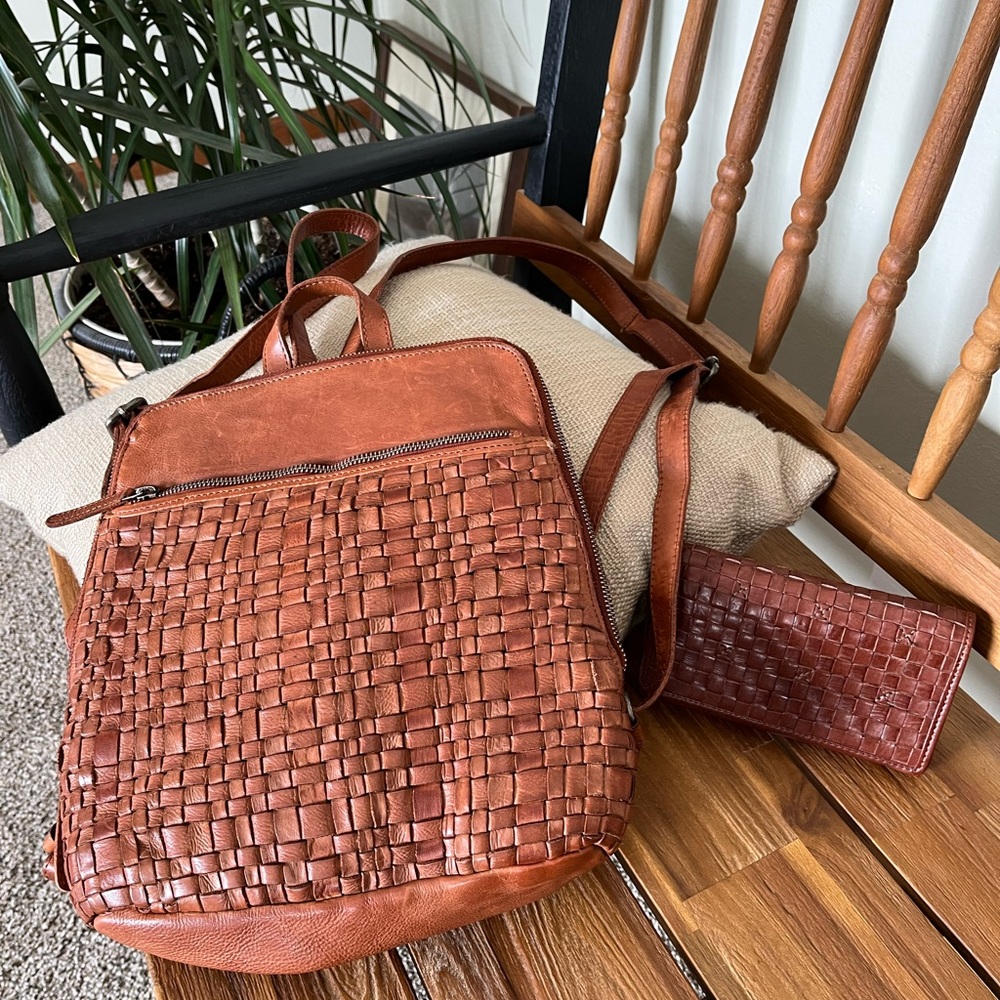 Leather backpack purse